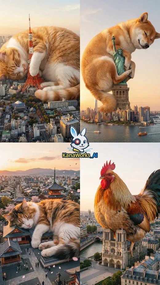 Tokyo Tower Occupied by a Giant Cat