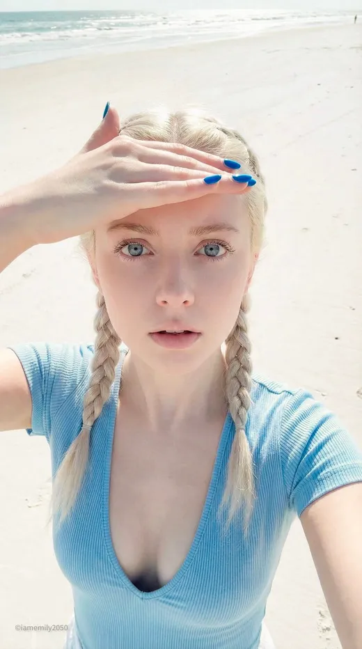 Porcelain Doll Beach High-Angle Selfie