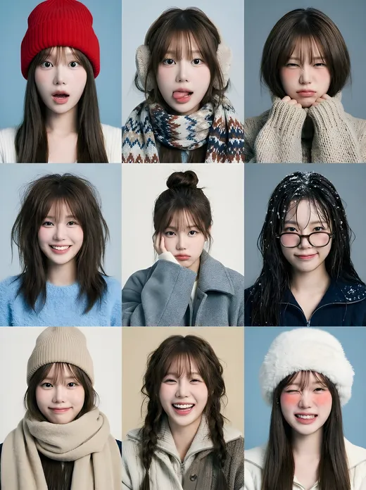 Snow Fun 9-Grid Portrait