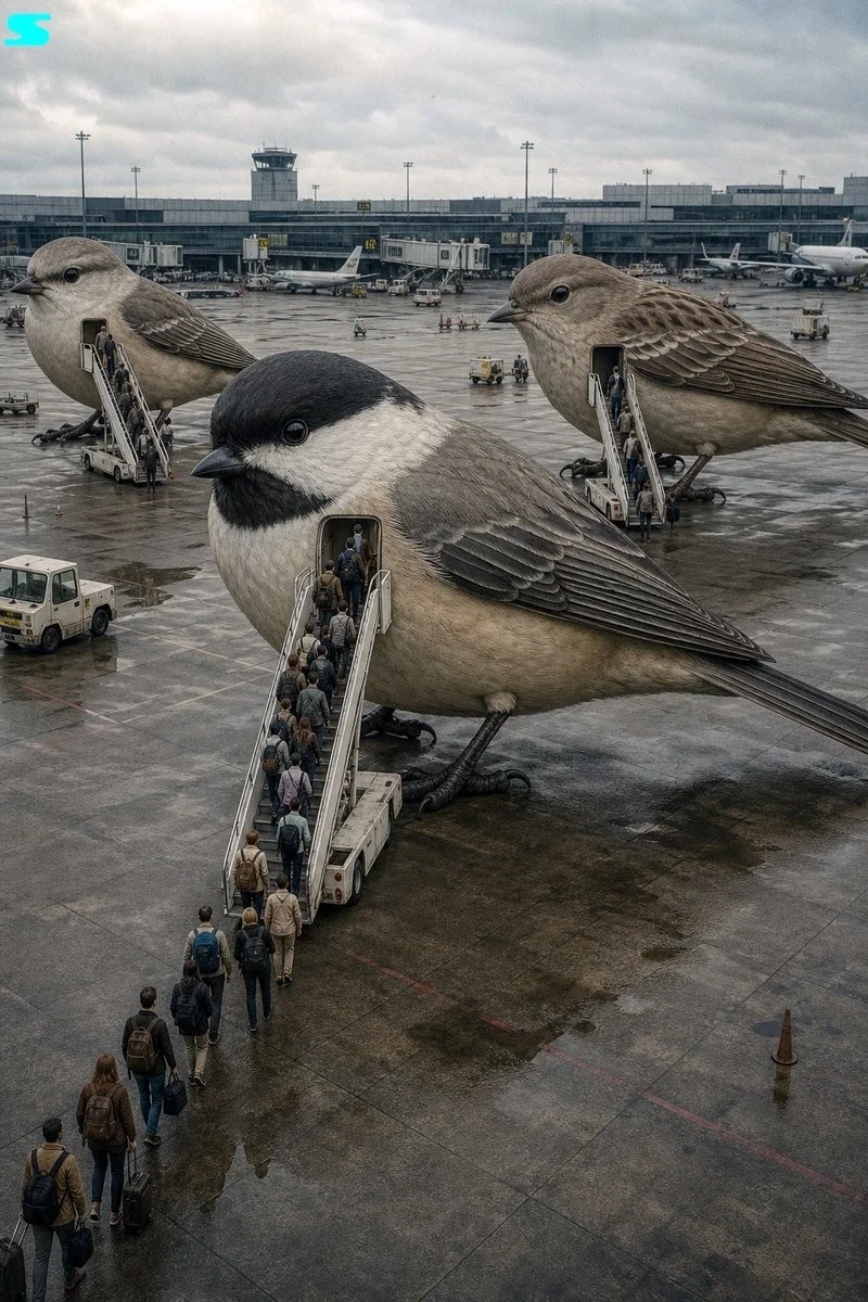 Surreal Giant Bird Aircraft