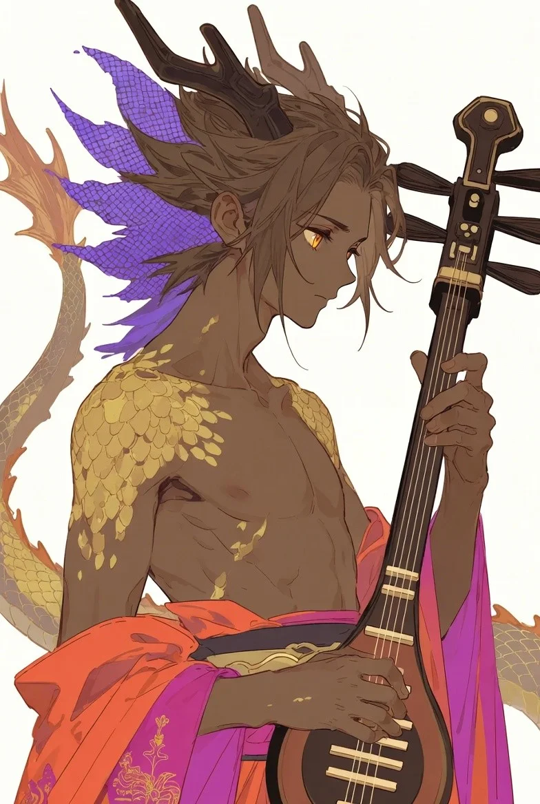Censored Dragon Musician Portrait
