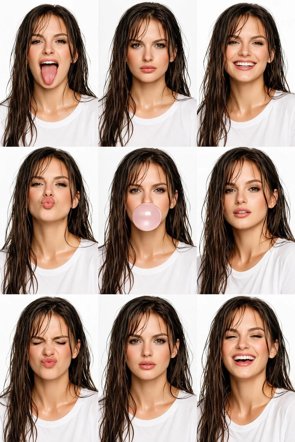 Pure White 9-Grid Wet Hair Supermodel