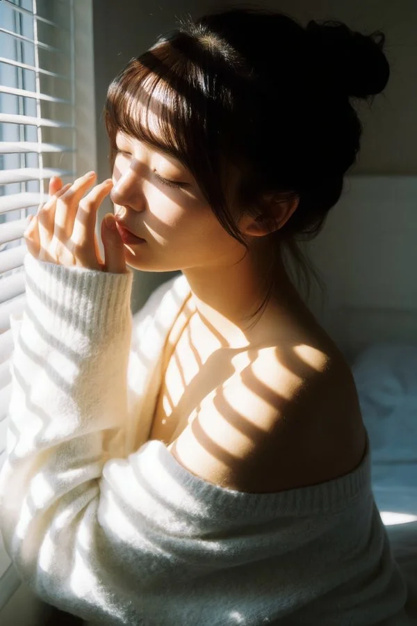 Blinds Light Girl Portrait