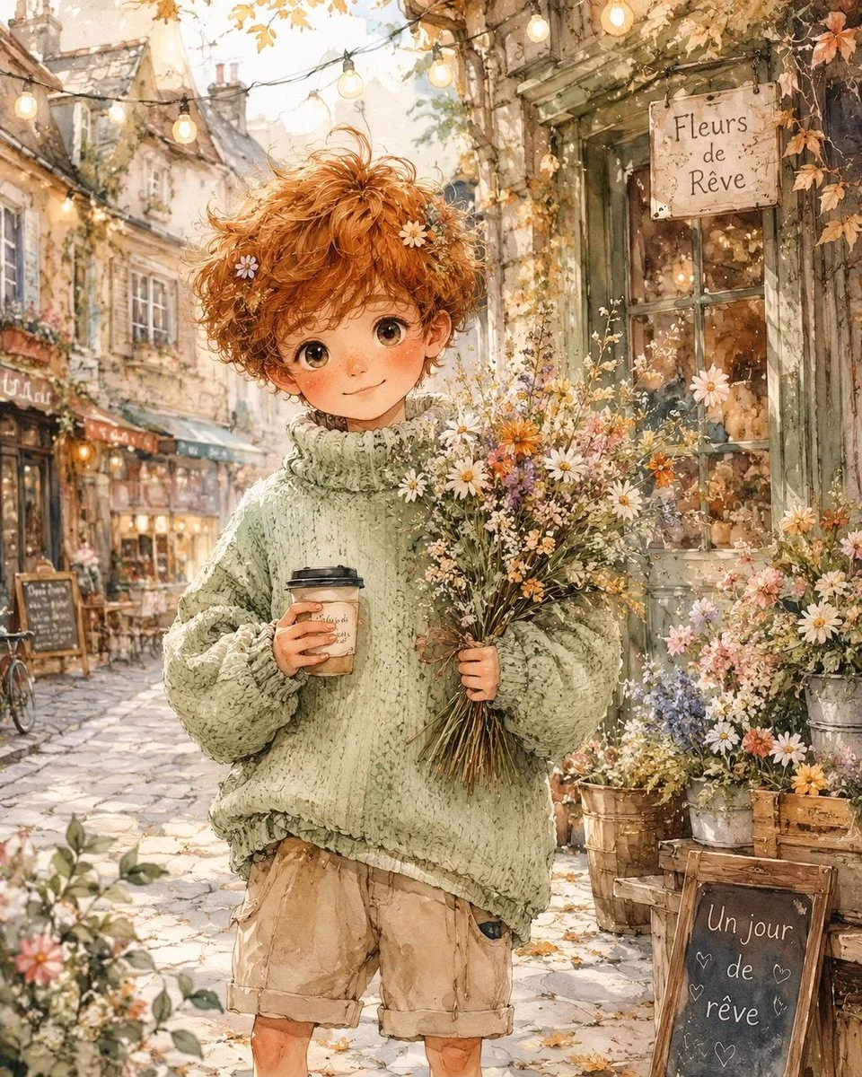 Dreamy Watercolor Boy Illustration
