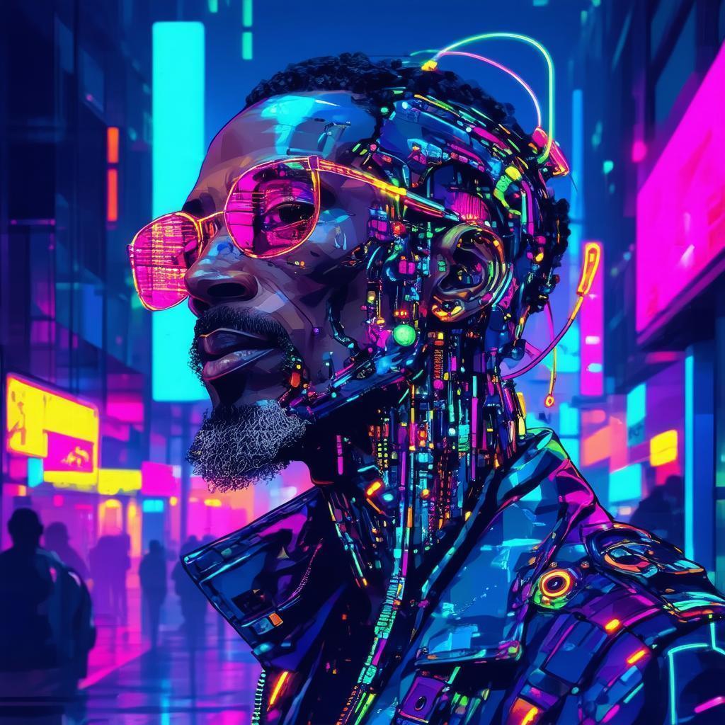 Danny John Jules in Neon Cybernetic Glow