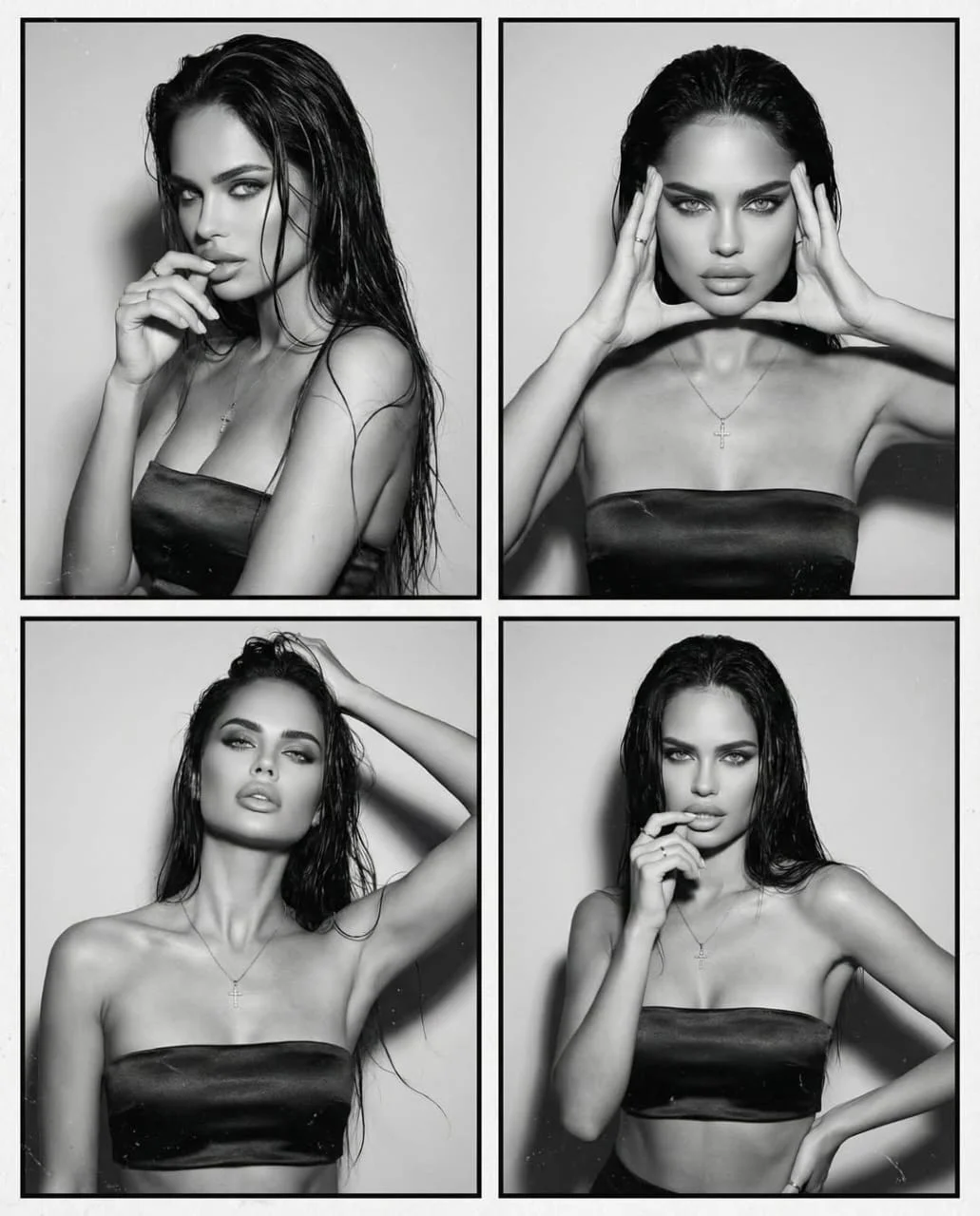 Monochrome Wet Hair Grid