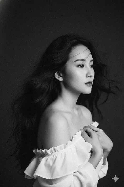 90s Retro Black and White Portrait