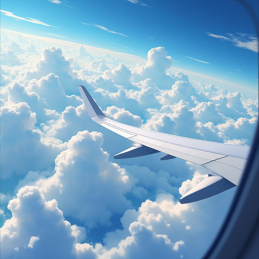 Anime Cloudscape From an Airplane Window Seat