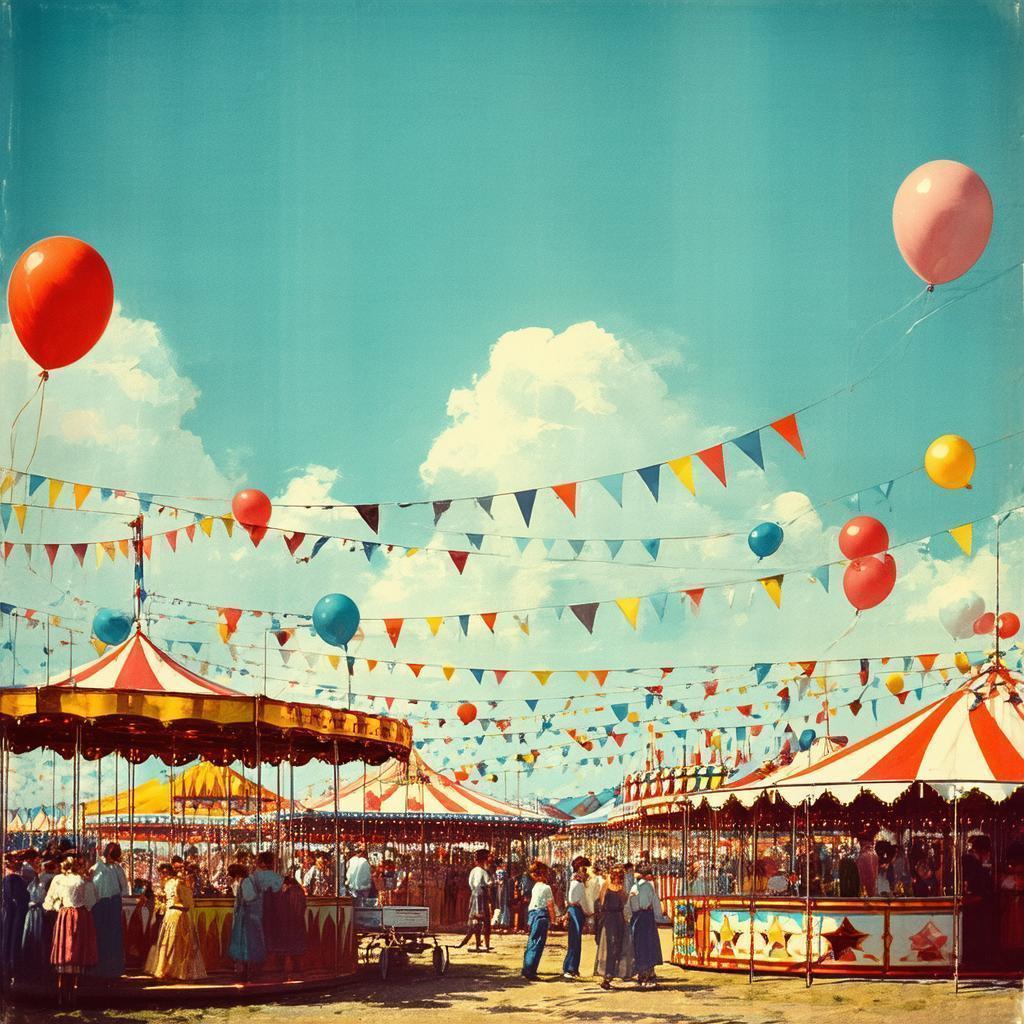 Nineteen Fifties American Fair With Bright Bunting