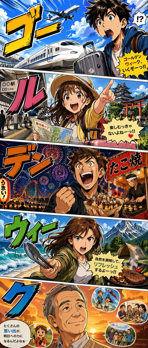 Golden Week Manga Travel Poster