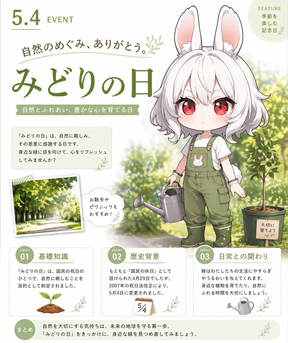 Greenery Day Chibi Infographic