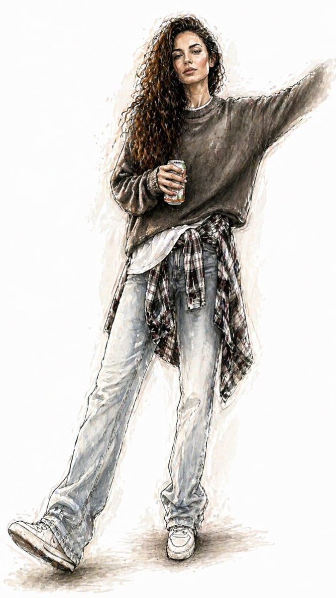 Watercolor Fashion Illustration Sketch