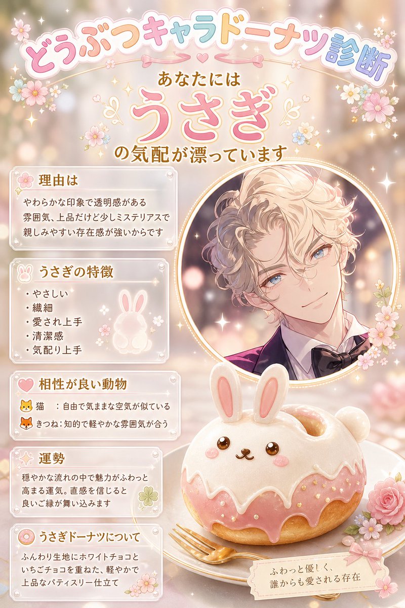 Kawaii Wolf Donut Diagnosis Poster