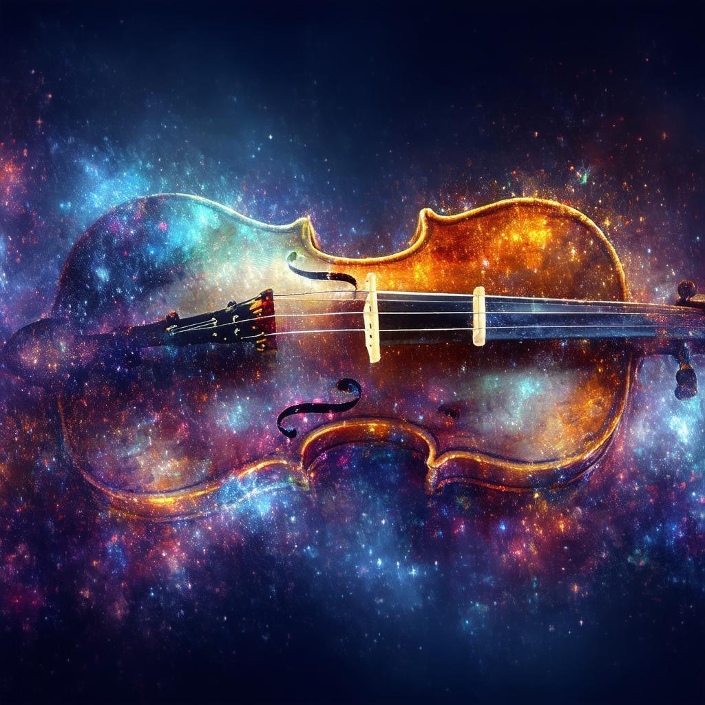 Violin Drifting in Glowing Cosmic Dust