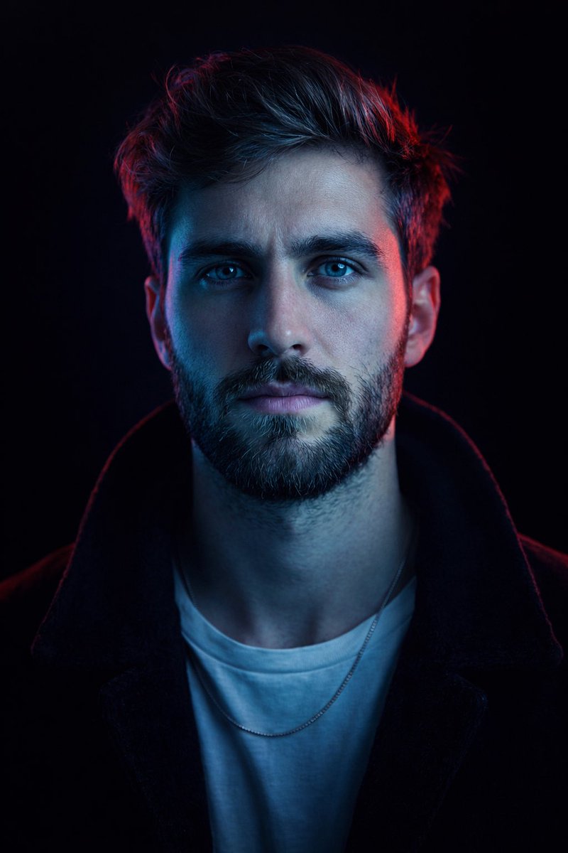 Cyberpunk Neon Split Lighting Portrait