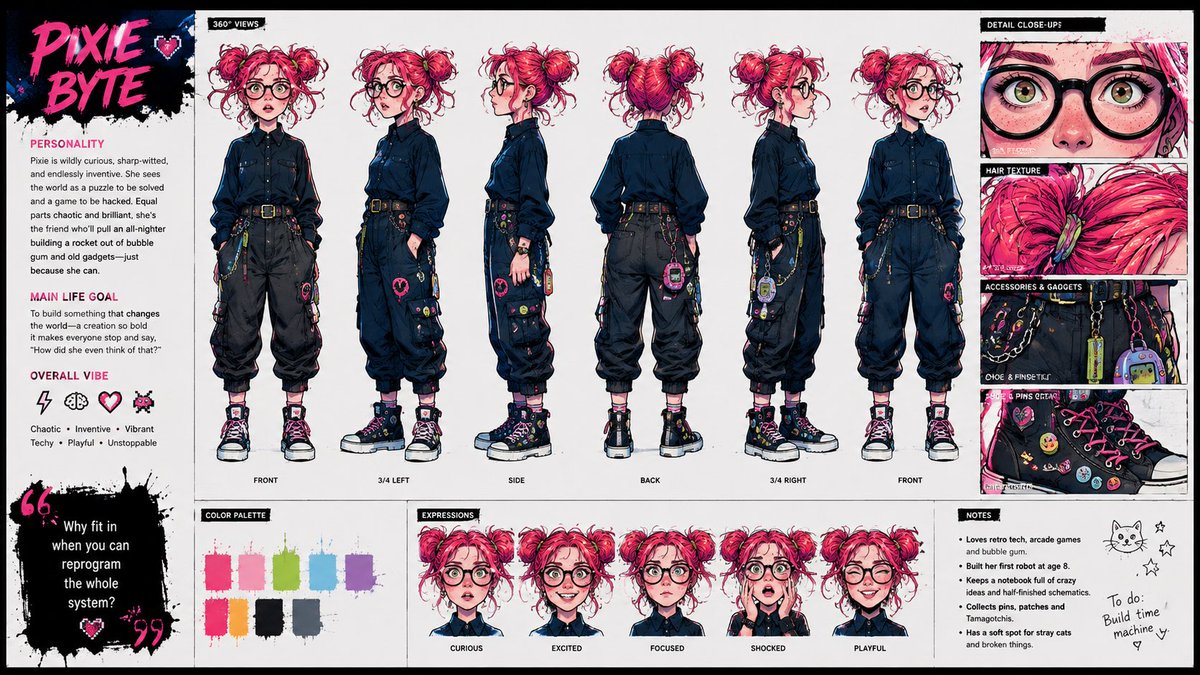 Punk Cartoon Character Sheet