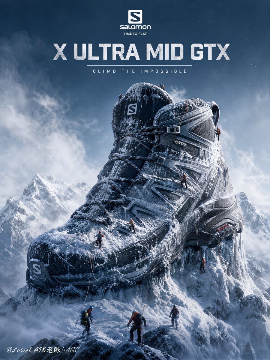 Hiking Boot Mountain Landscape Poster