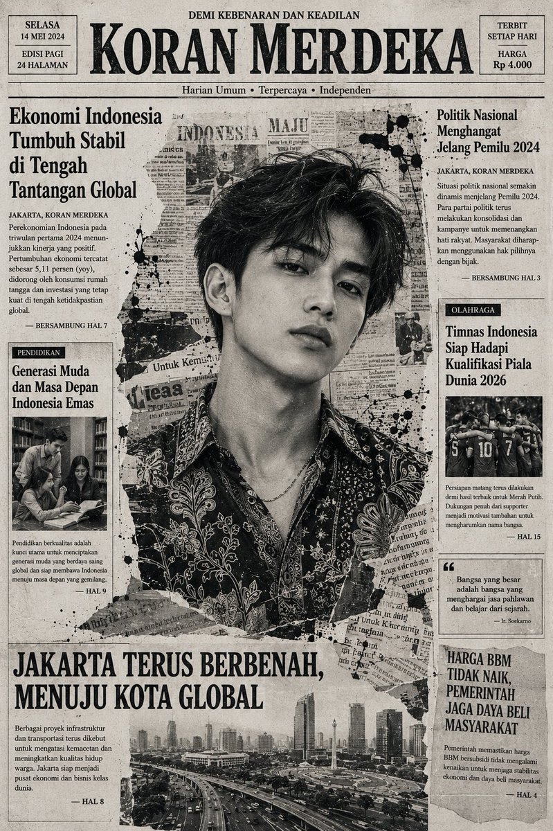Indonesian Woman Newspaper Collage Portrait