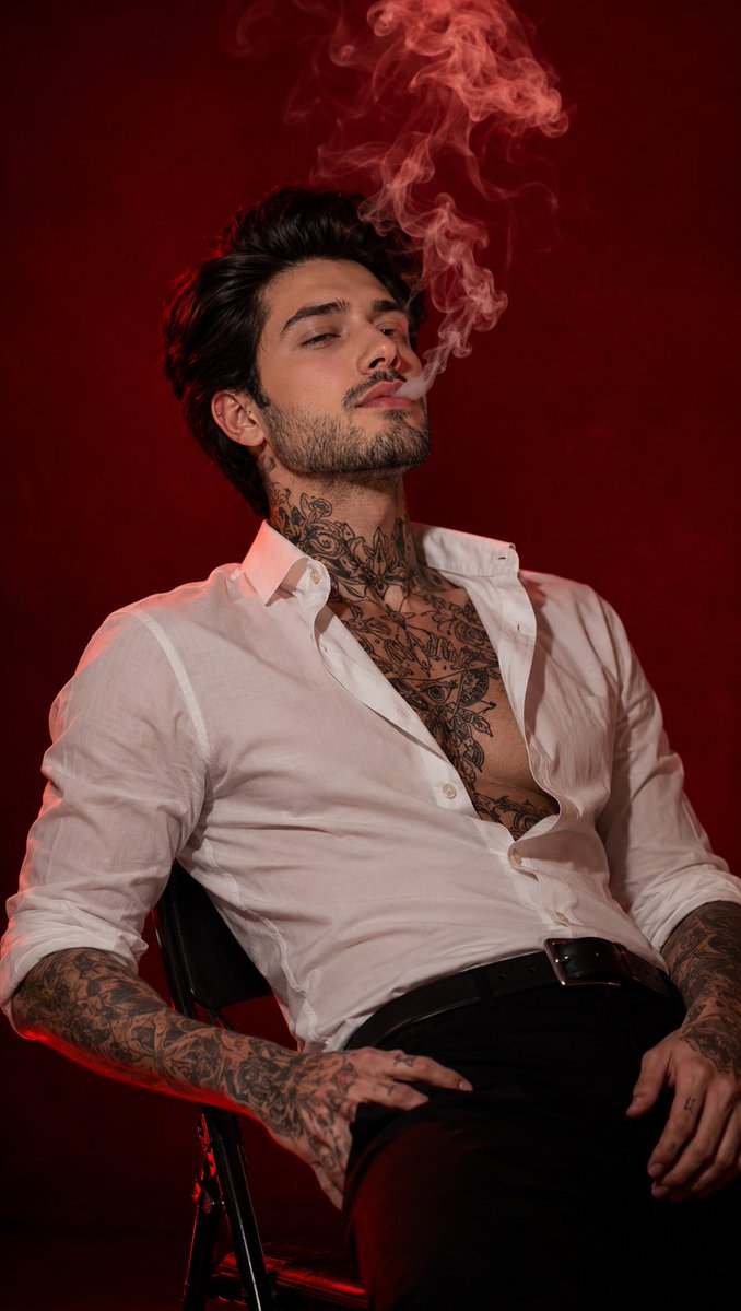 Cinematic Studio Red Background Portrait