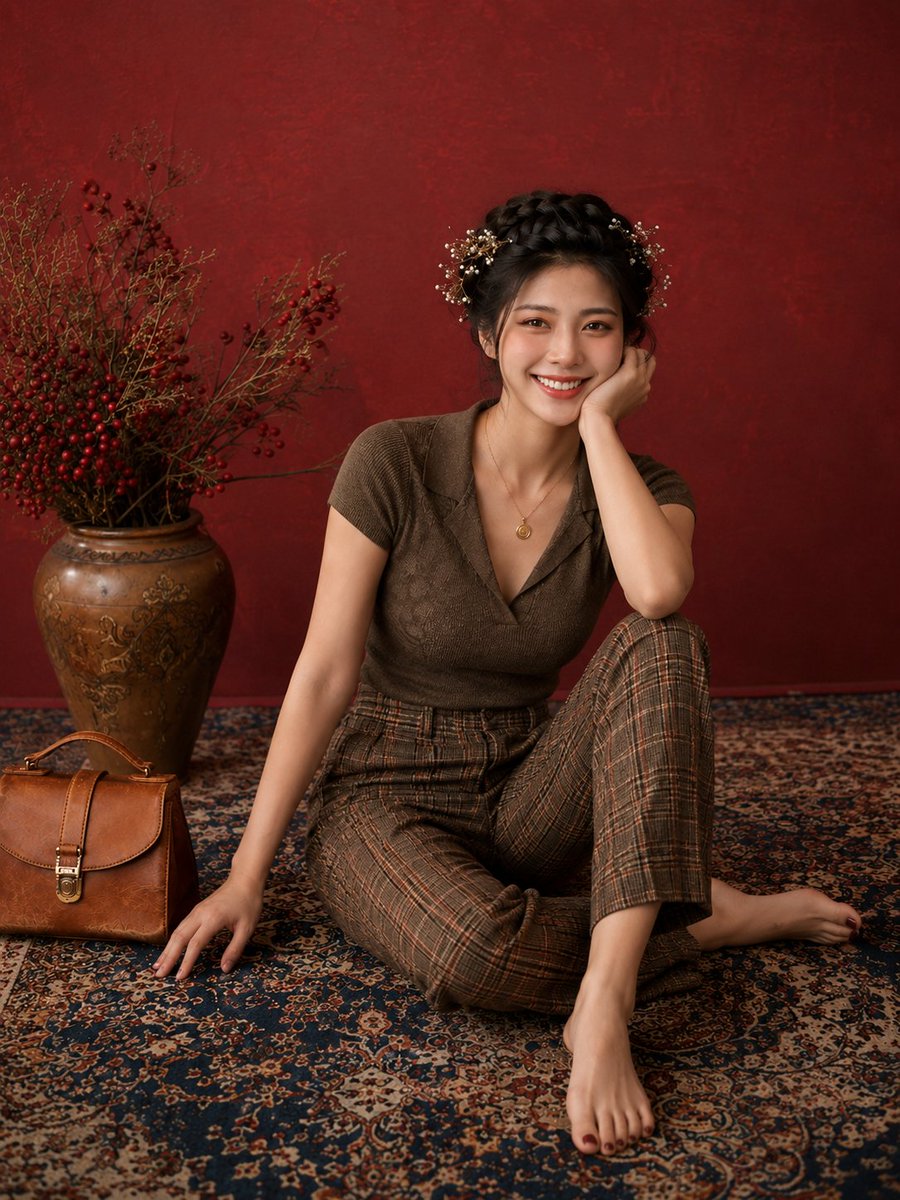 Elegant Studio Rug Portrait