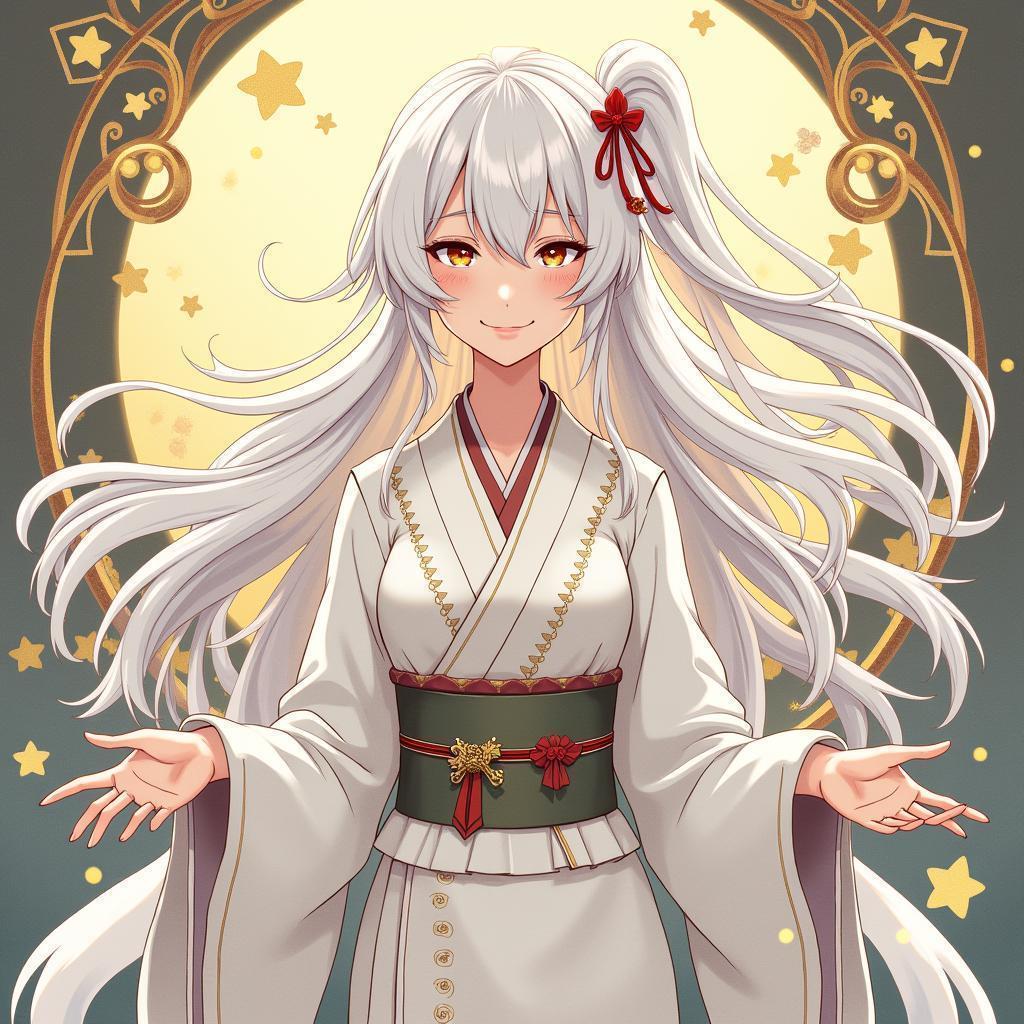 Sode no Shirayuki in Flowing White Kimono