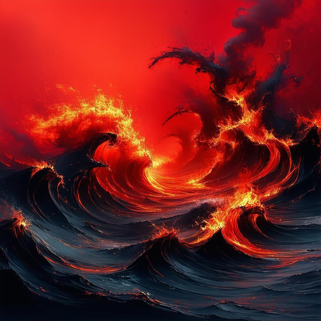 Boiling Crimson Sea in Ghibli Inspired Fire