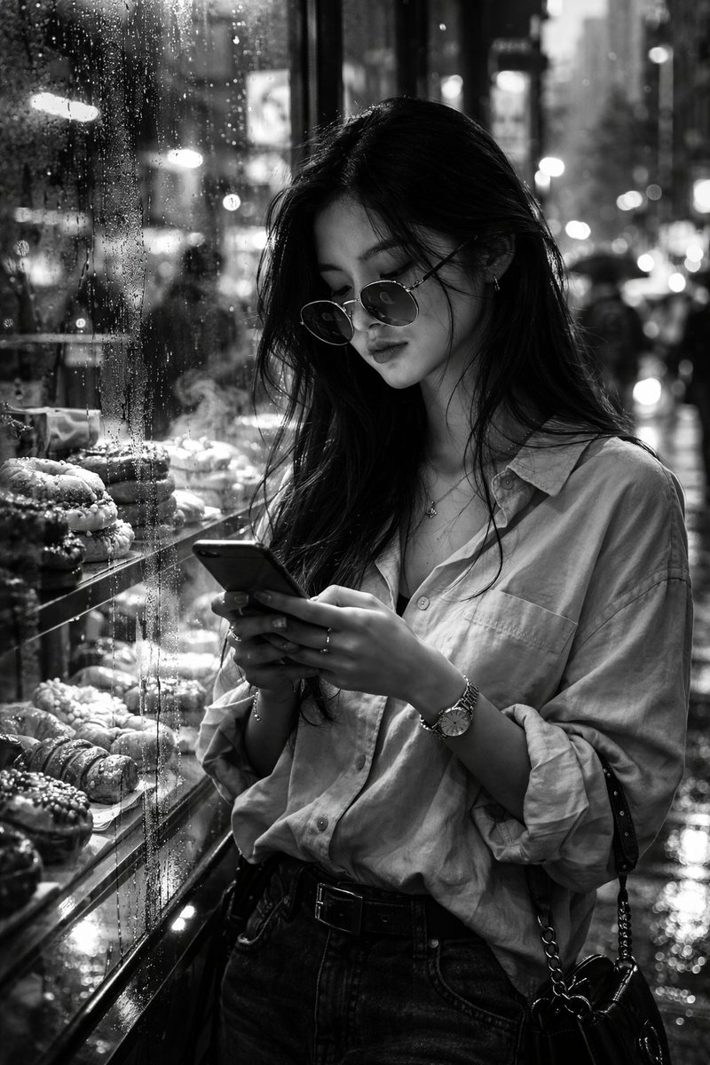 Black and White Street Fashion Snapshot