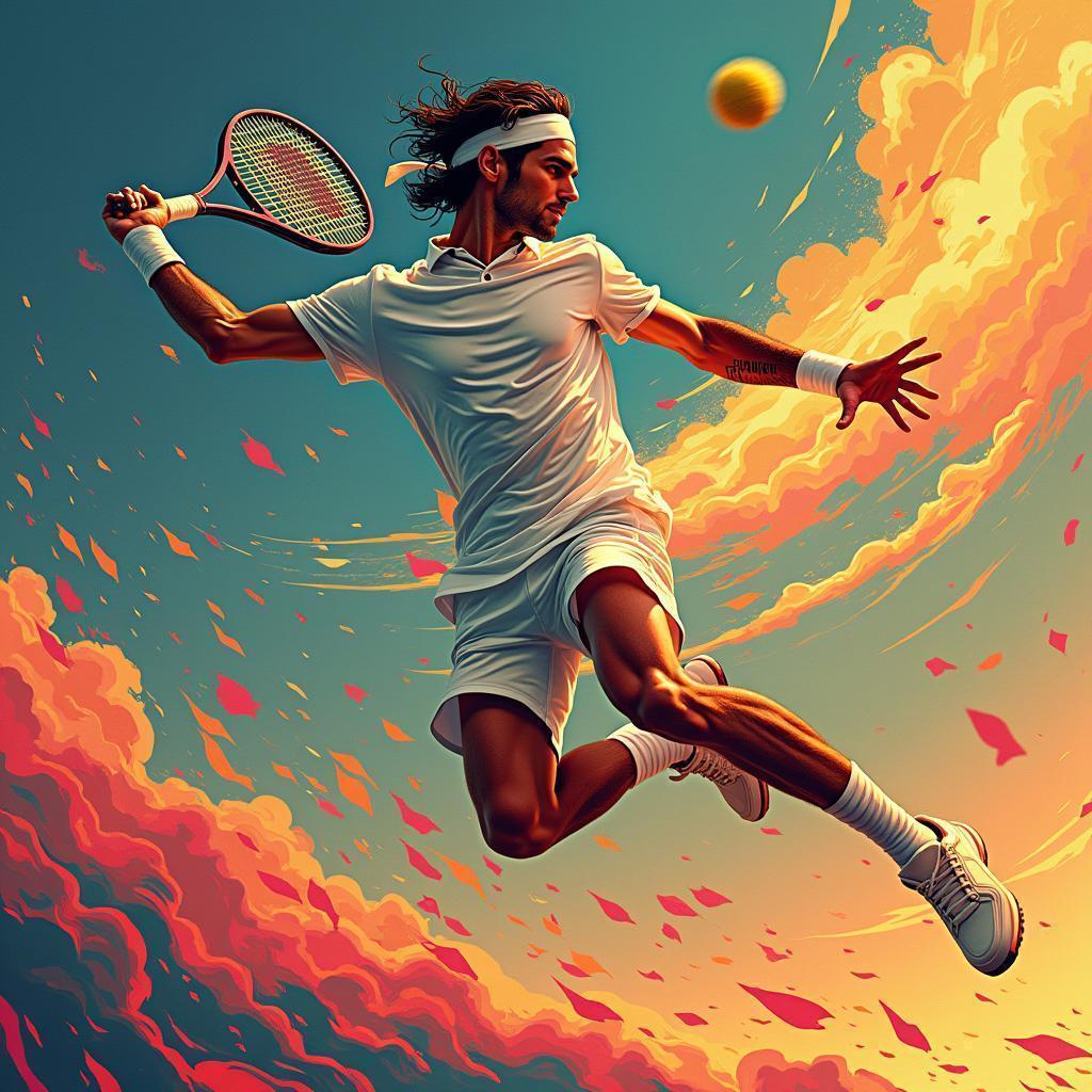 Roger Federer in Mucha Style Vector Grace
