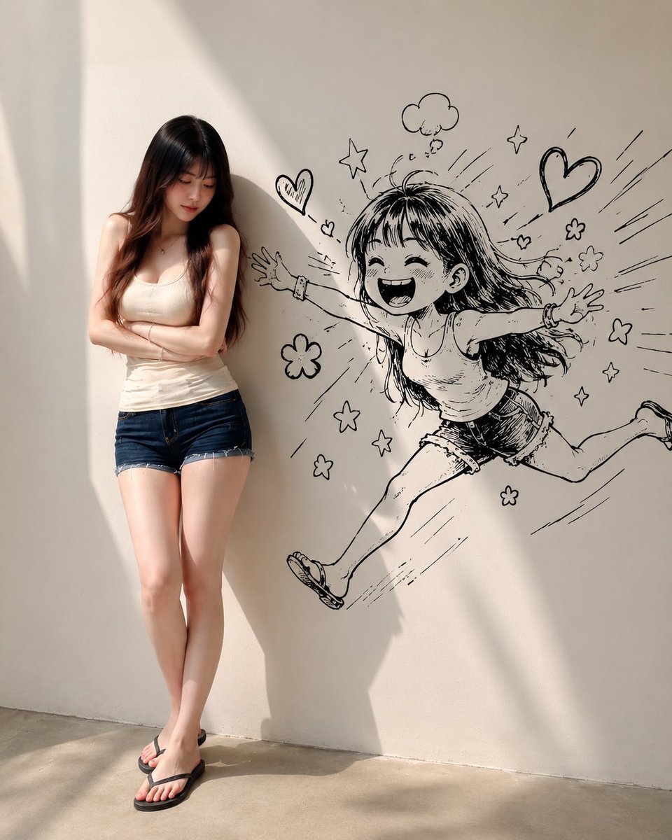 Real Woman With Doodle Alter Ego