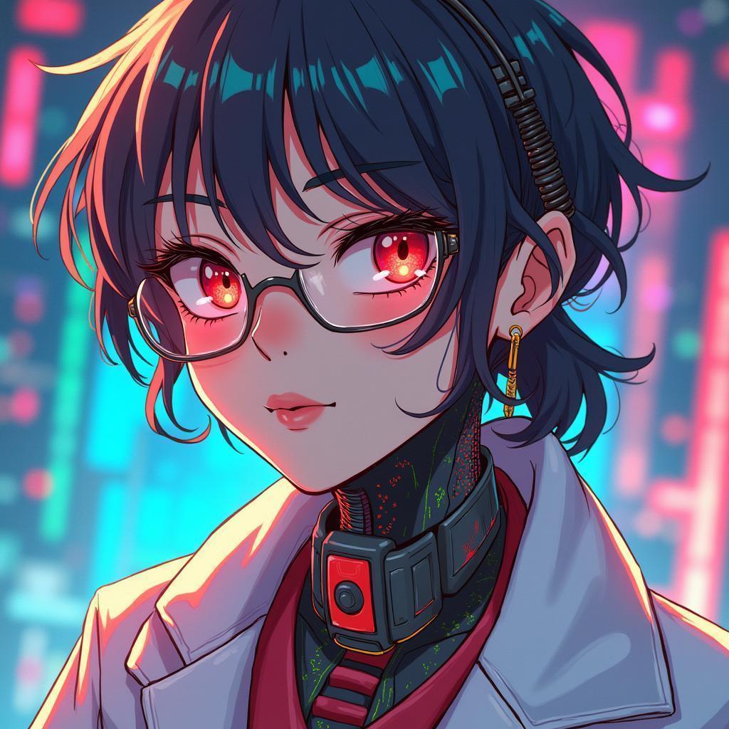Cyborg Scientist Portrait in Studio Anime Color