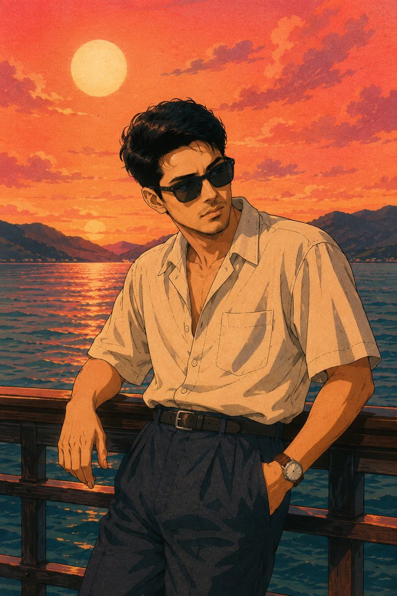 Retro 80s City Pop Anime Illustration