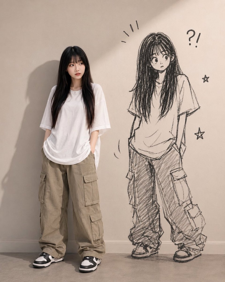 Quiet Girl with Wild Doodle Alter Ego