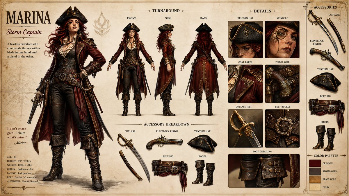 Pirate RPG Character Design Sheet
