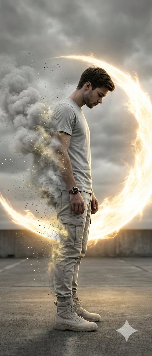 Cinematic Disintegration Portrait with Energy Aura