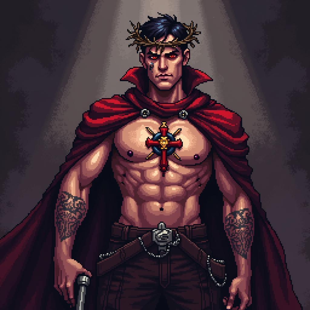 Pixel Priest With Shotgun and Thorn Crown