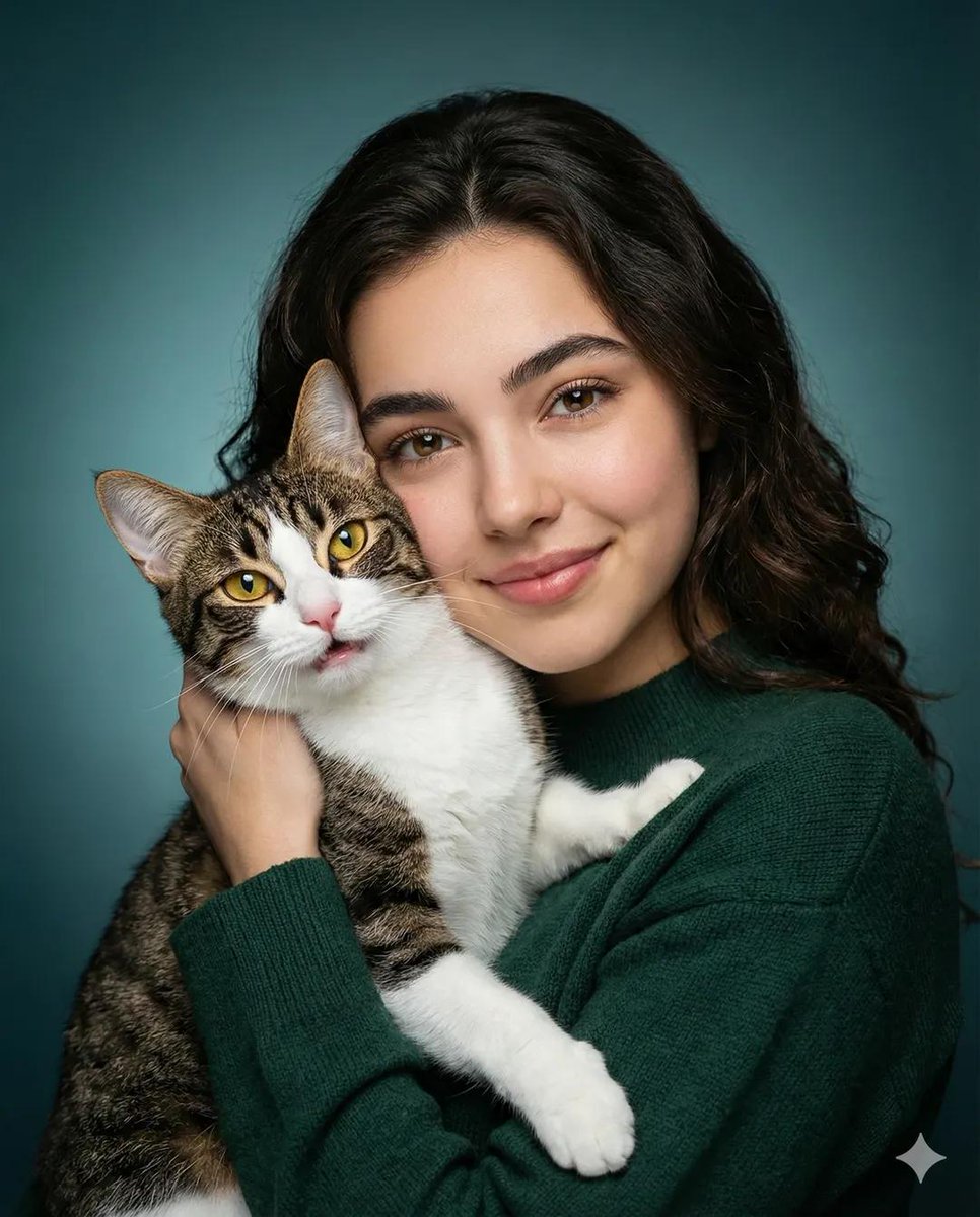 Heartwarming Woman and Cat Portrait