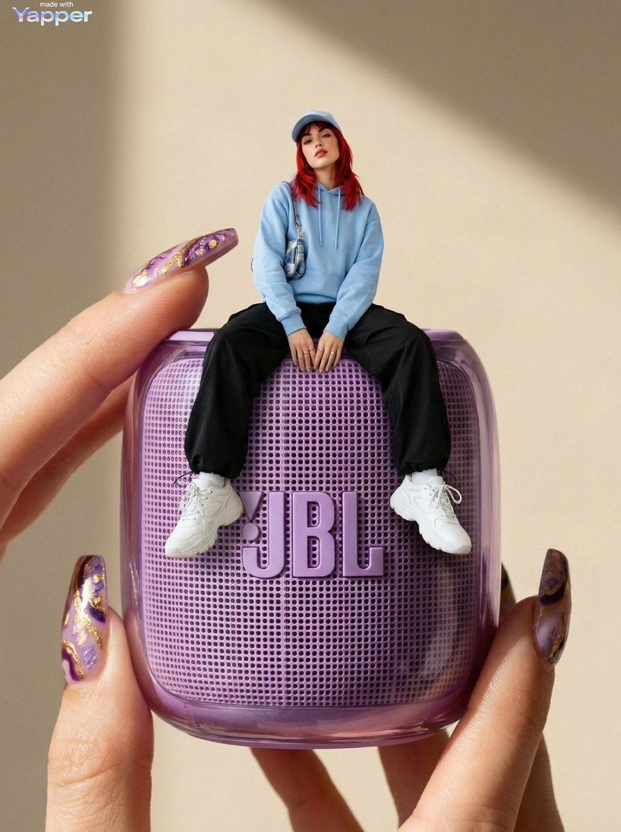 Forced Perspective Miniature Woman on Speaker