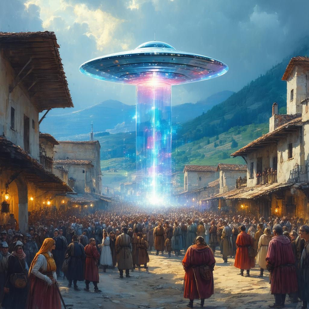Prism UFO Over a Balkan Village