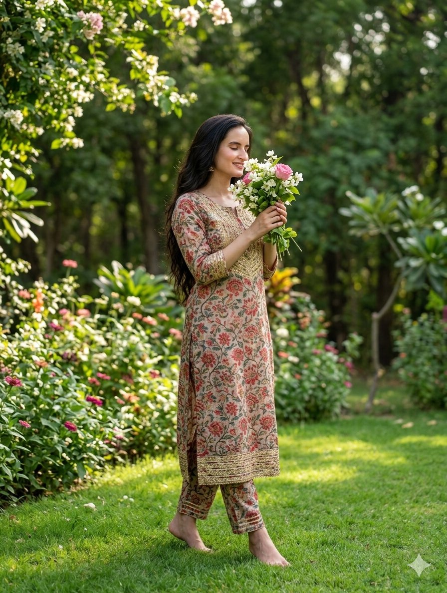 South Asian Woman in Garden Portrait