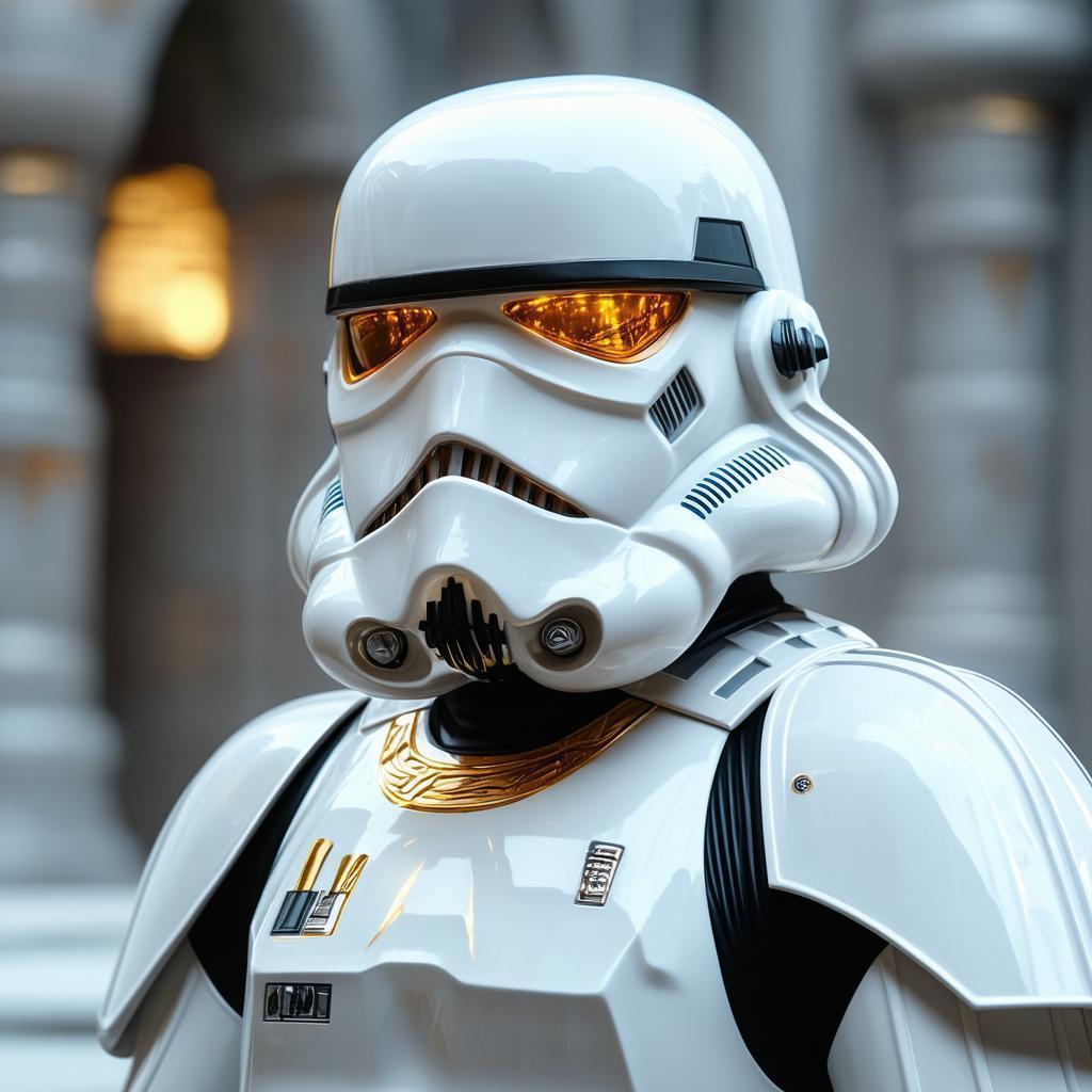 Sleek White and Gold Stormtrooper Digital Study