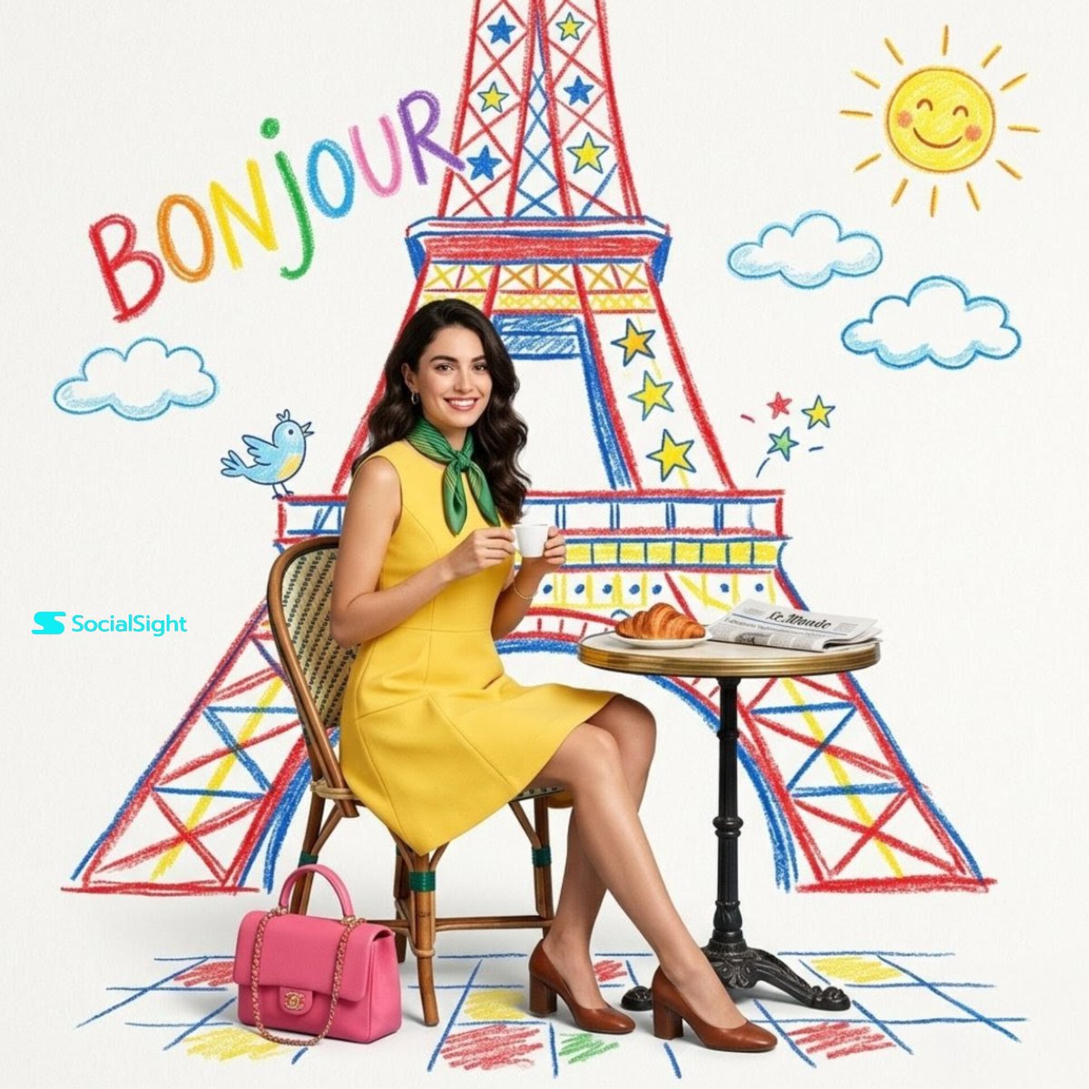 Editorial Fashion Crayon Illustration