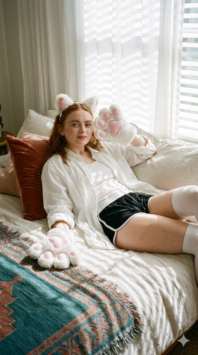 Cute Cat Cosplay Bedroom Portrait