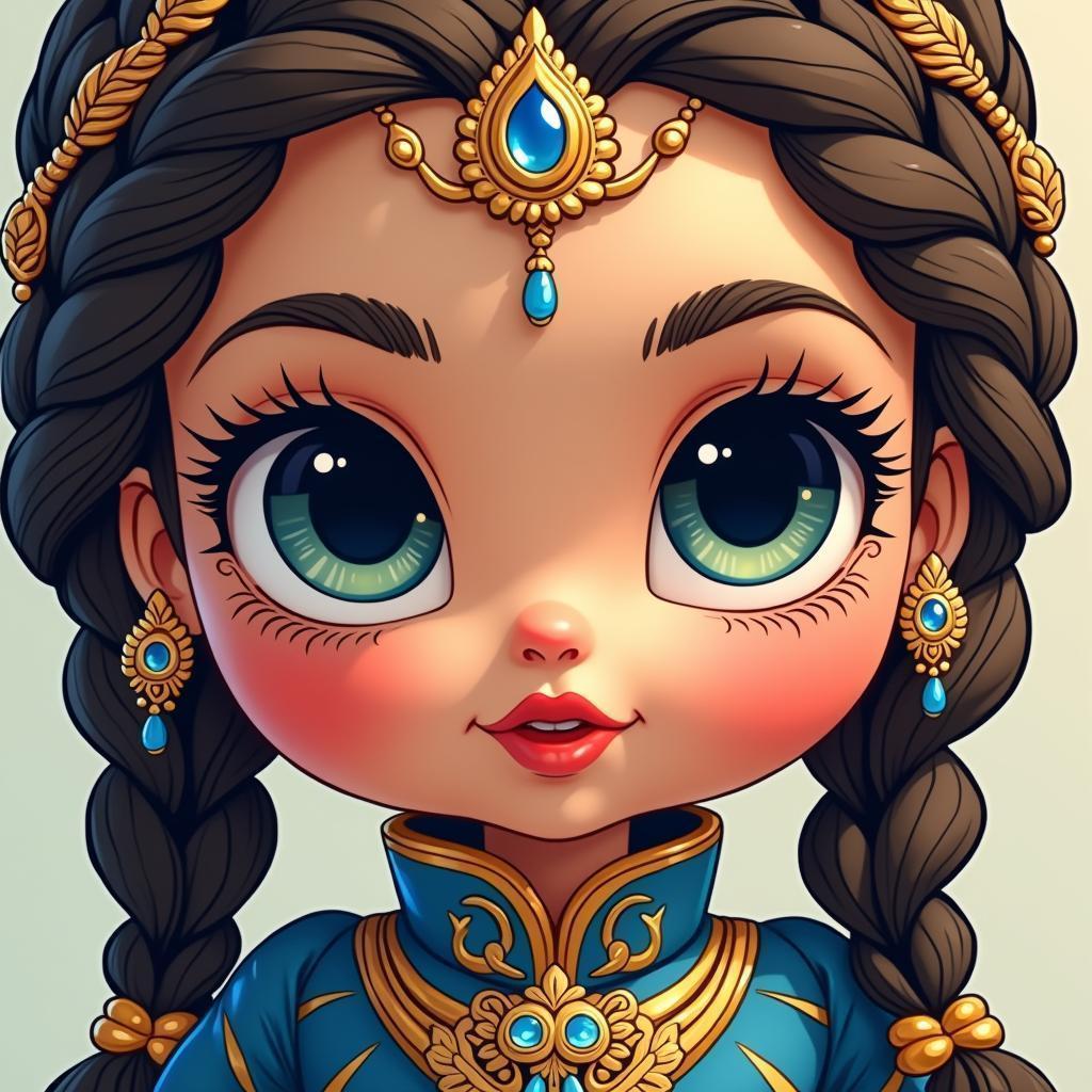 Regal Doll in Blue and Gold Vector