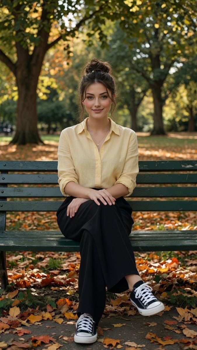 Autumn Park Bench Portrait