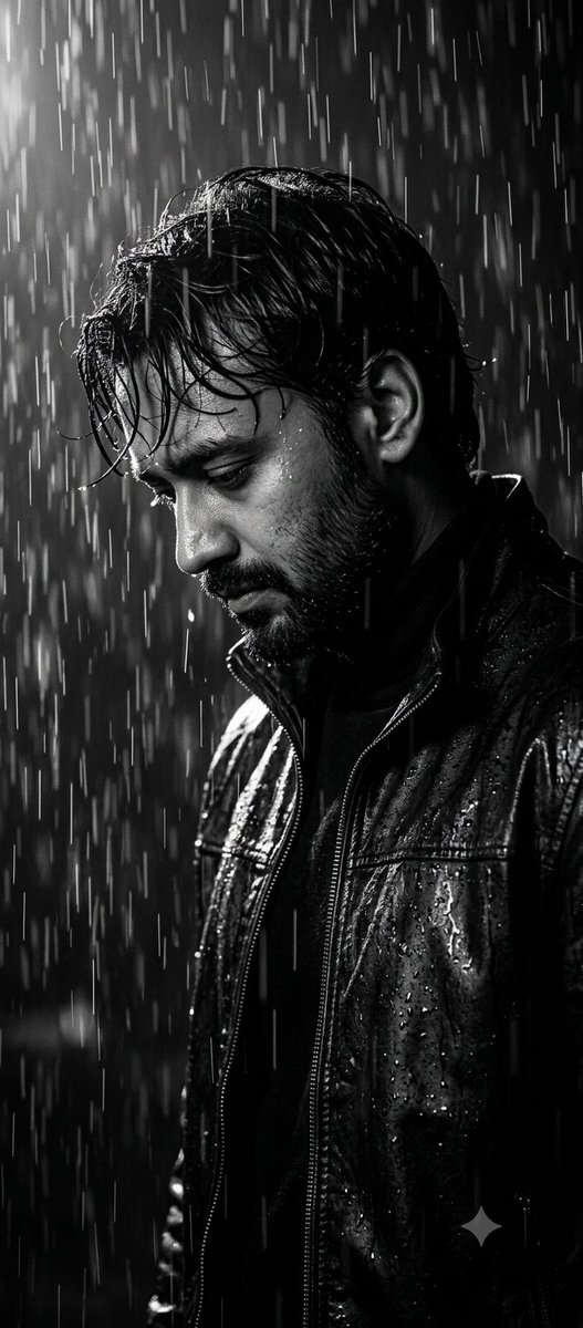 Cinematic B&W Noir Rain Portrait