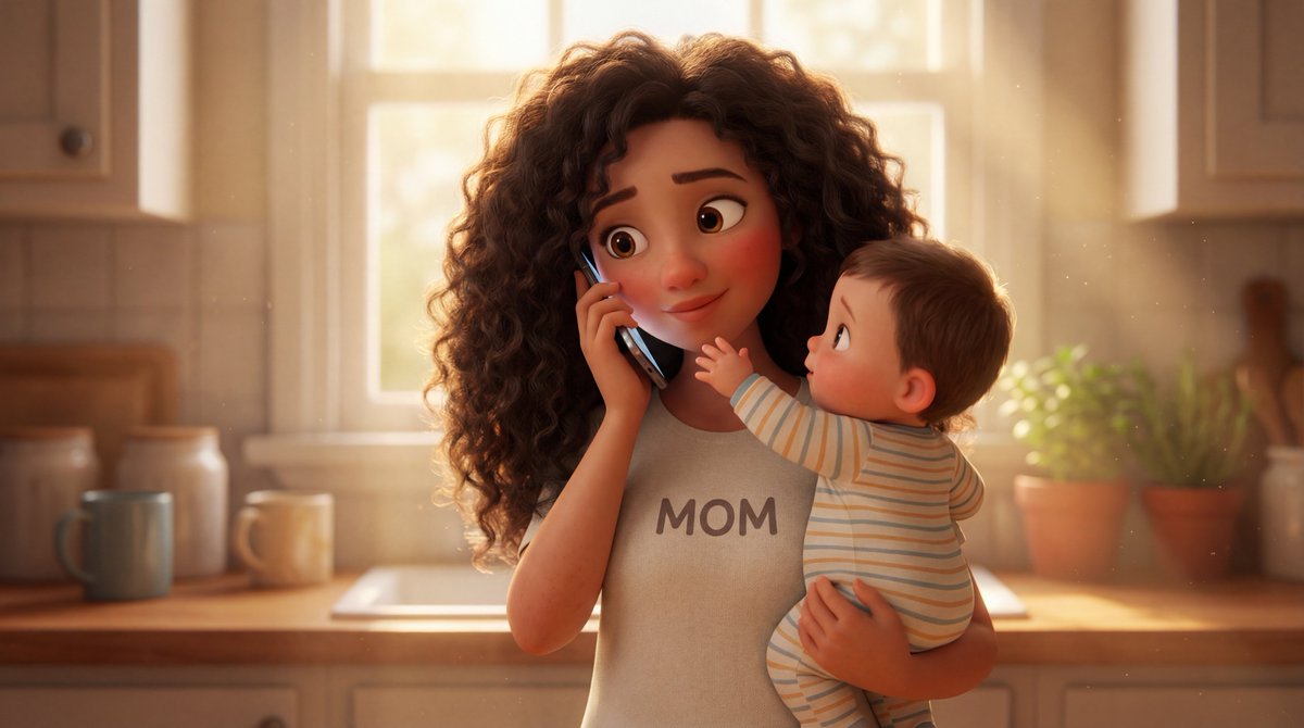 Stylized 3D Animated Mother Portrait