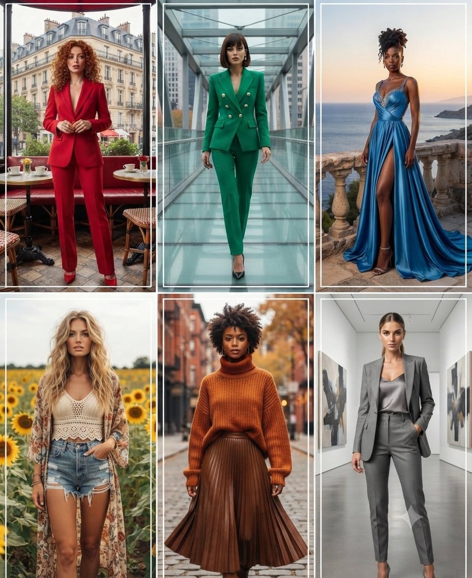 Diverse Fashion Styles Grid Collage