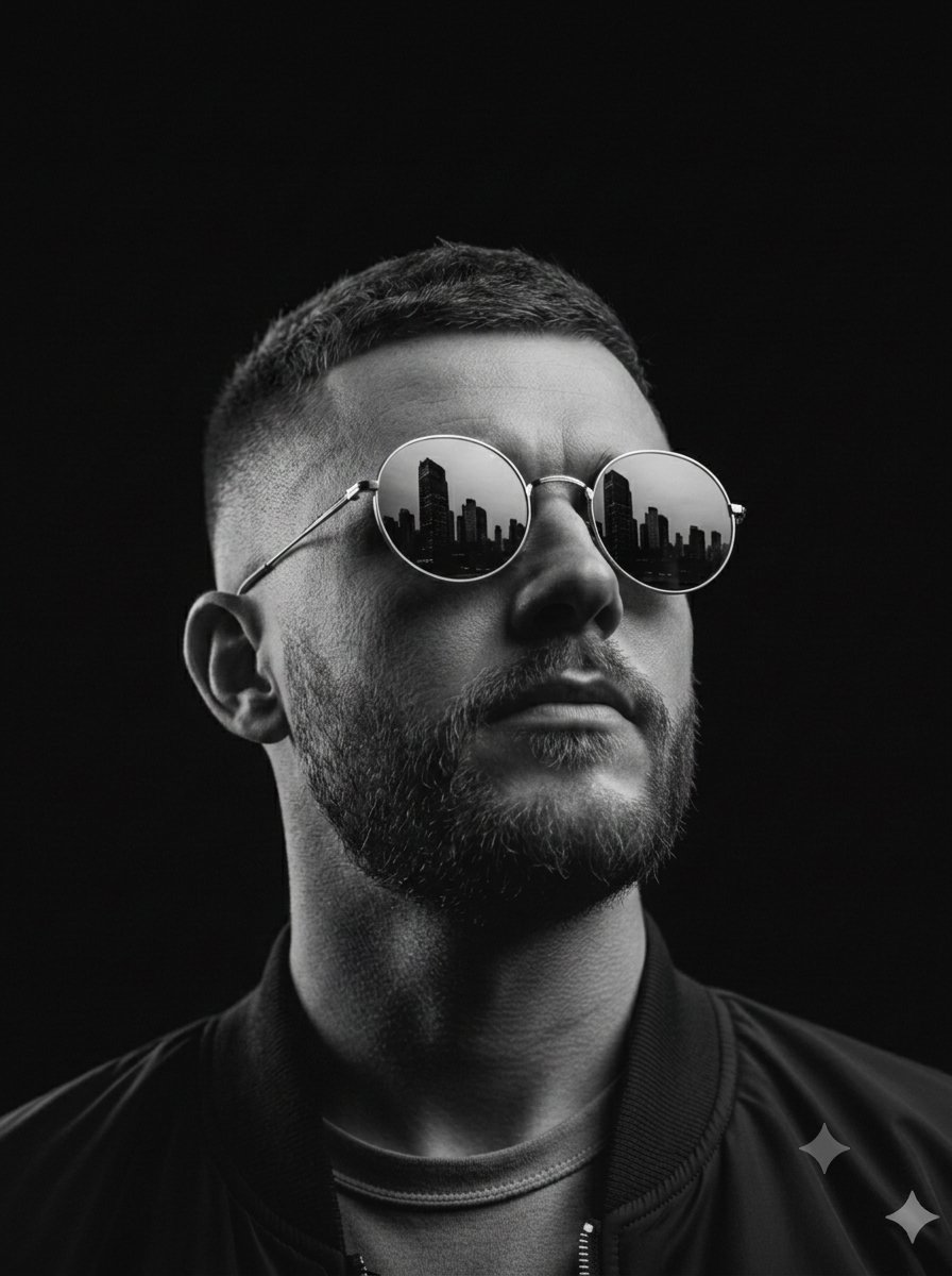 Black and White Studio Portrait