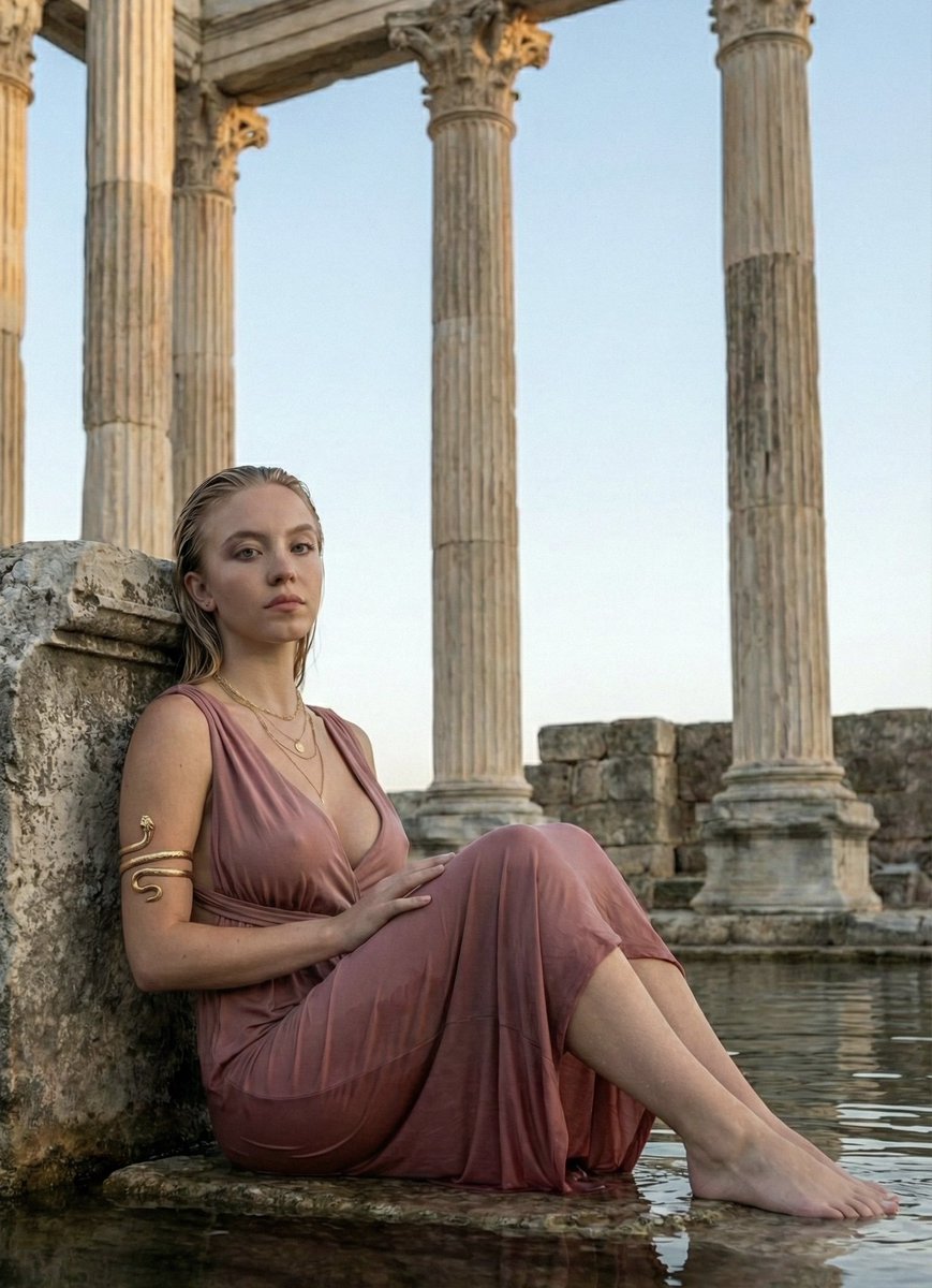 Mythological Goddess Aesthetic Prompt for Sydney Sweeney (Urdu/Roman)