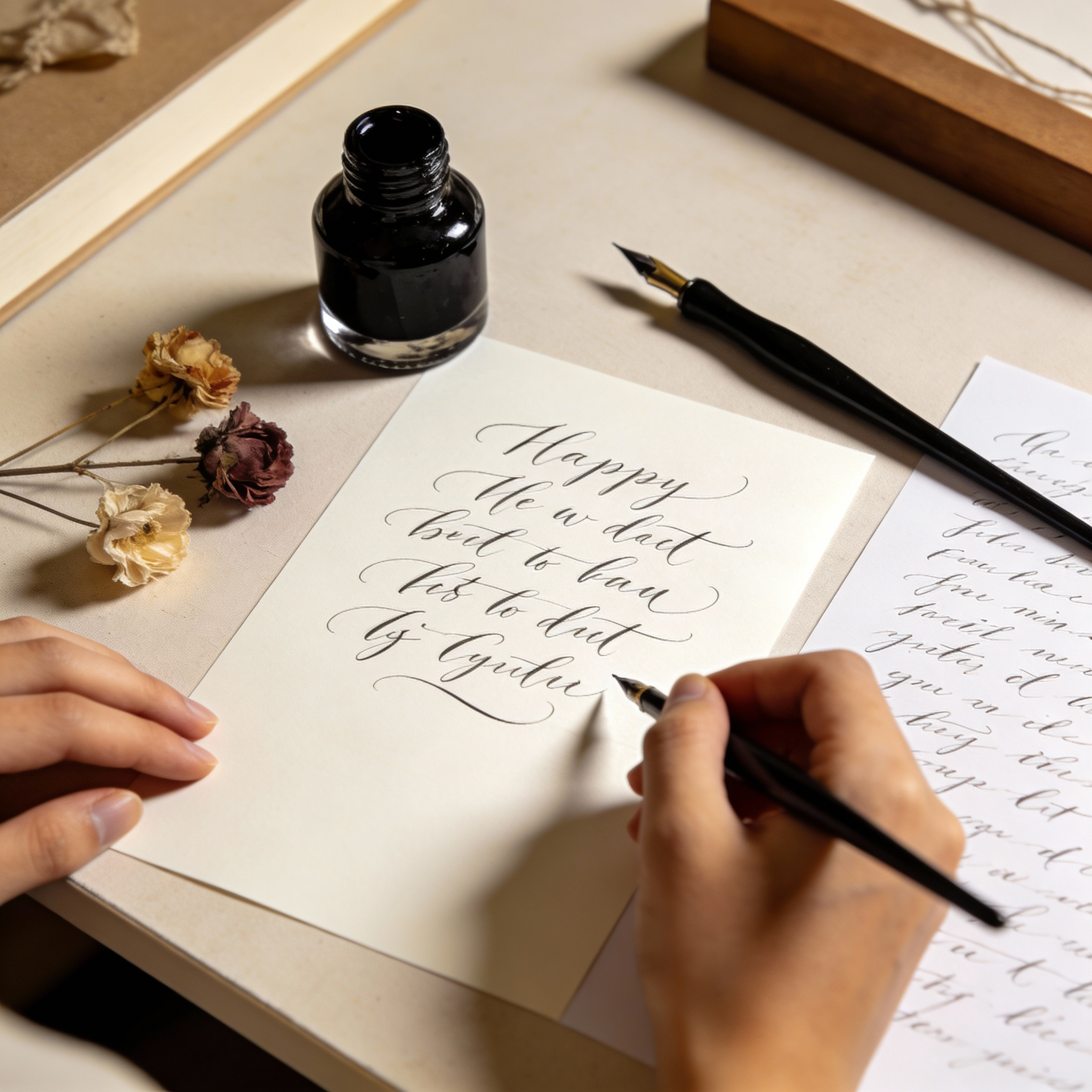 Overhead Calligraphy Crafting Shot